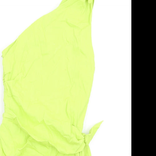 Zara Womens Green Polyester Mini Size L One Shoulder Zip