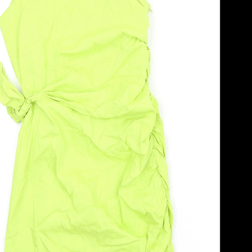 Zara Womens Green Polyester Mini Size L One Shoulder Zip