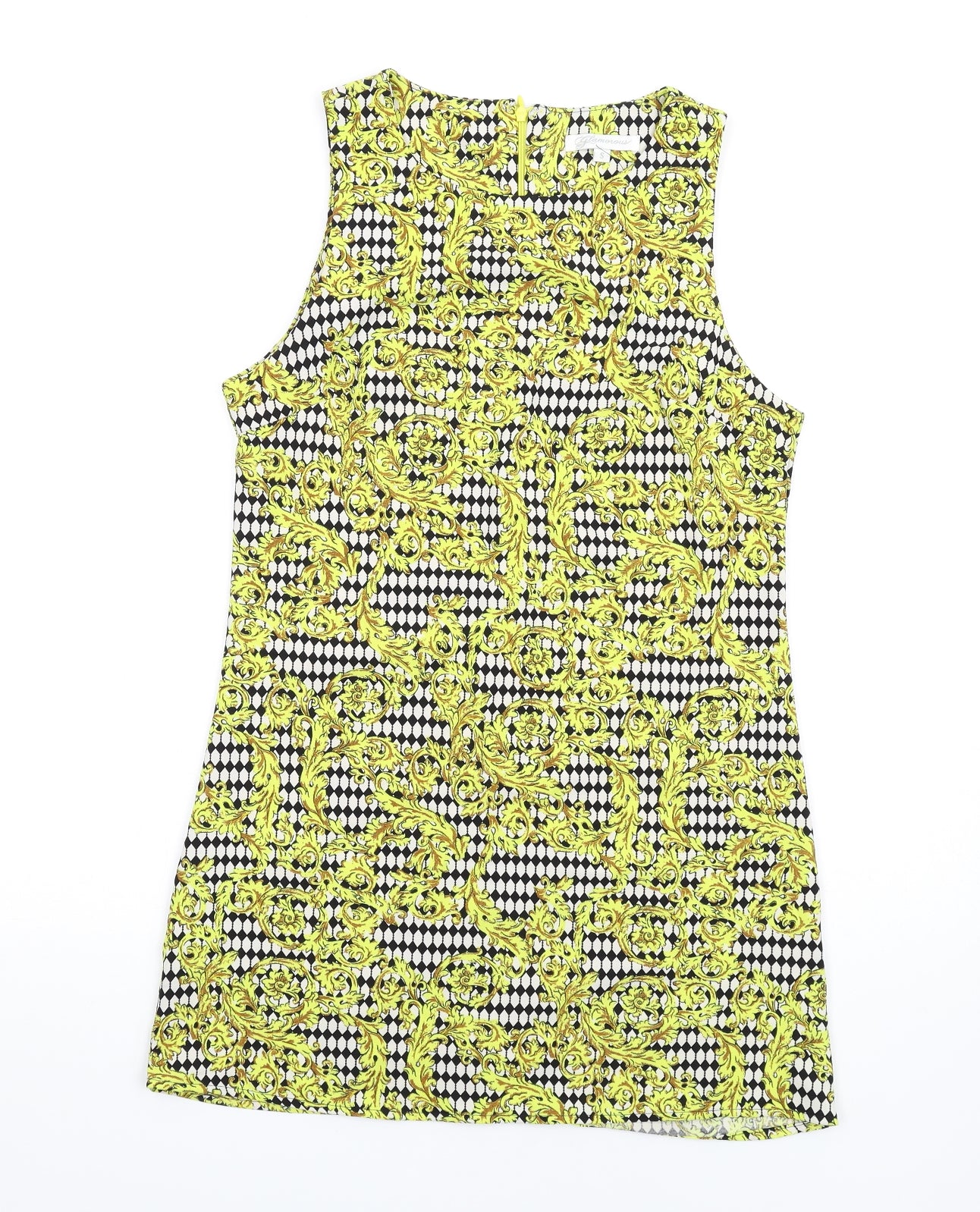 Glamorous Womens Multicoloured Geometric Polyester Mini Size S Round Neck Zip