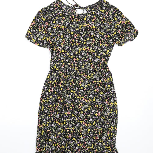 QED London Womens Multicoloured Floral Polyester A-Line Size 10 Round Neck Tie