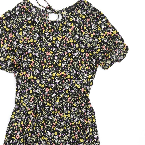 QED London Womens Multicoloured Floral Polyester A-Line Size 10 Round Neck Tie
