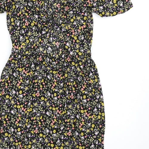 QED London Womens Multicoloured Floral Polyester A-Line Size 10 Round Neck Tie