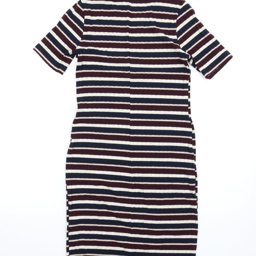 Dorothy Perkins Womens Multicoloured Striped Polyester Bodycon Size 10 Round Neck Pullover