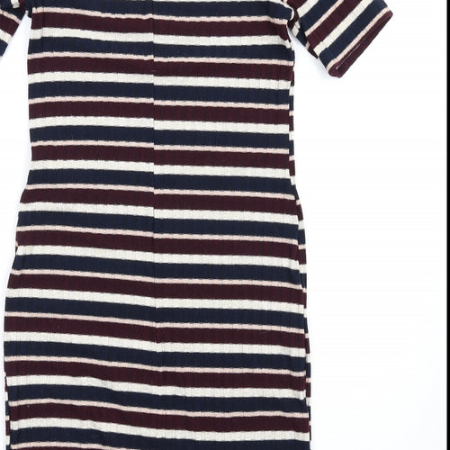 Dorothy Perkins Womens Multicoloured Striped Polyester Bodycon Size 10 Round Neck Pullover