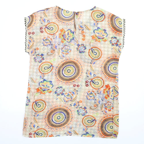 Millenium Womens Multicoloured Geometric Polyester A-Line Size S Round Neck Button