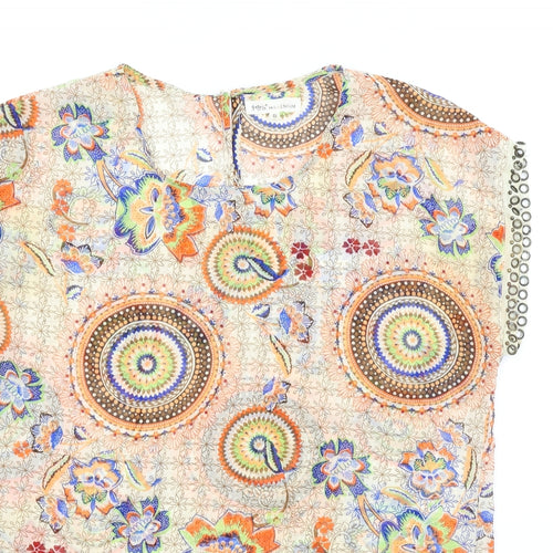 Millenium Womens Multicoloured Geometric Polyester A-Line Size S Round Neck Button