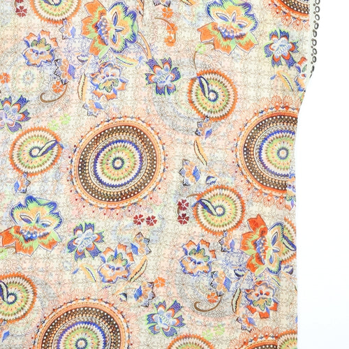 Millenium Womens Multicoloured Geometric Polyester A-Line Size S Round Neck Button