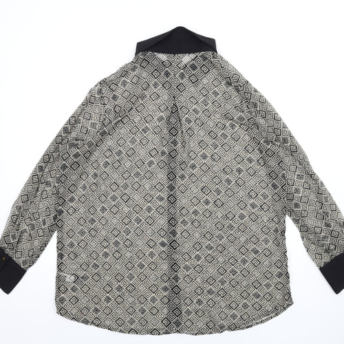 NEXT Womens Beige Geometric Polyester Basic Button-Up Size 20 Collared