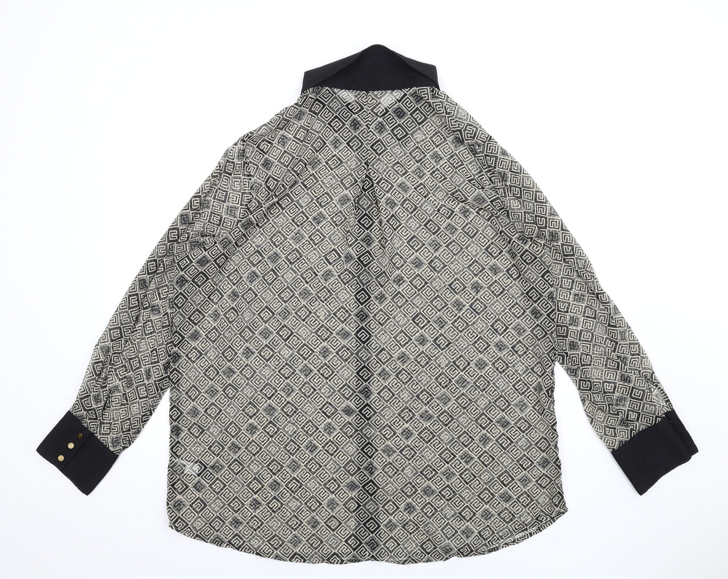 NEXT Womens Beige Geometric Polyester Basic Button-Up Size 20 Collared