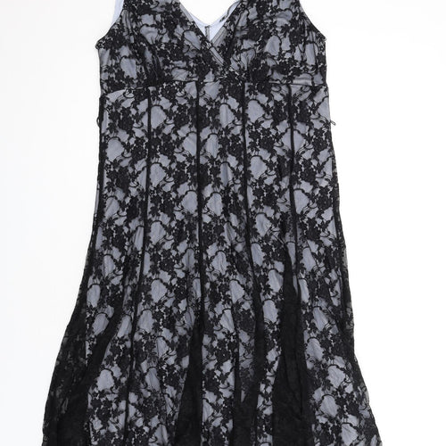 Joanna Hope Womens Blue Polyamide Tank Dress Size 16 V-Neck Pullover