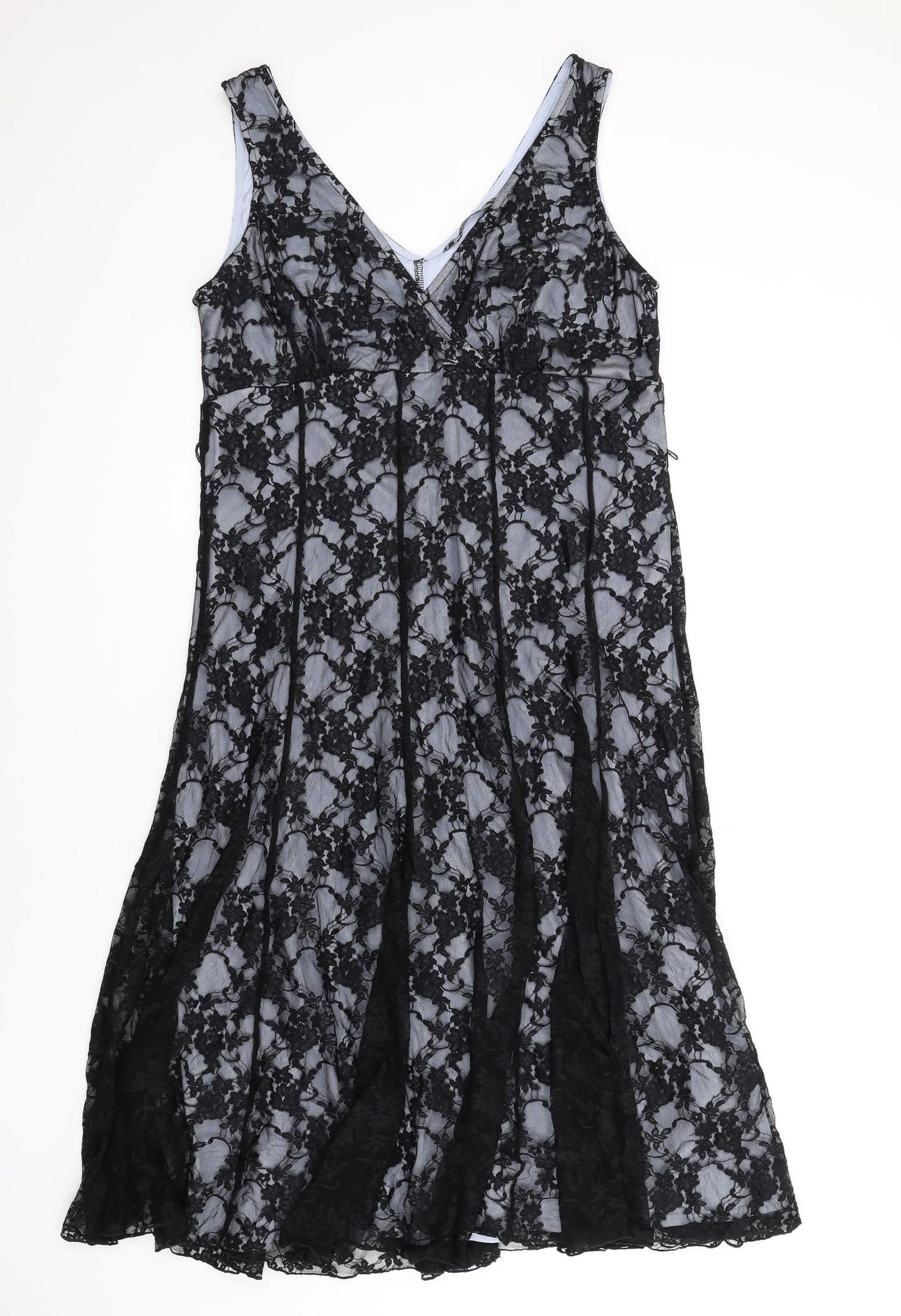 Joanna Hope Womens Blue Polyamide Tank Dress Size 16 V-Neck Pullover