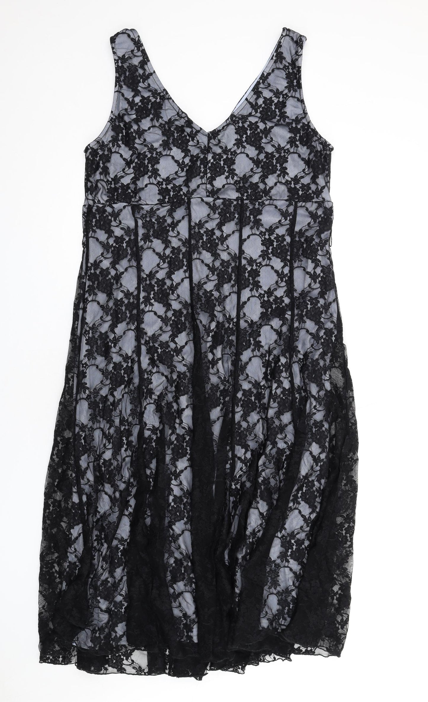 Joanna Hope Womens Blue Polyamide Tank Dress Size 16 V-Neck Pullover
