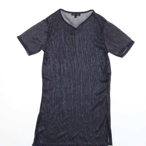 Ayanapa Womens Blue Polyester T-Shirt Dress Size S Round Neck Pullover