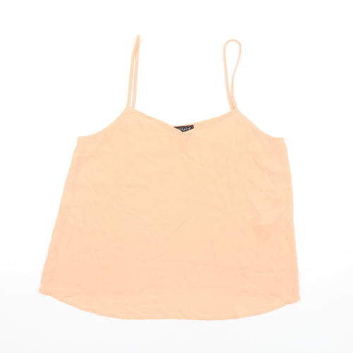 Topshop Womens Orange Polyester Camisole T-Shirt Size 12 V-Neck