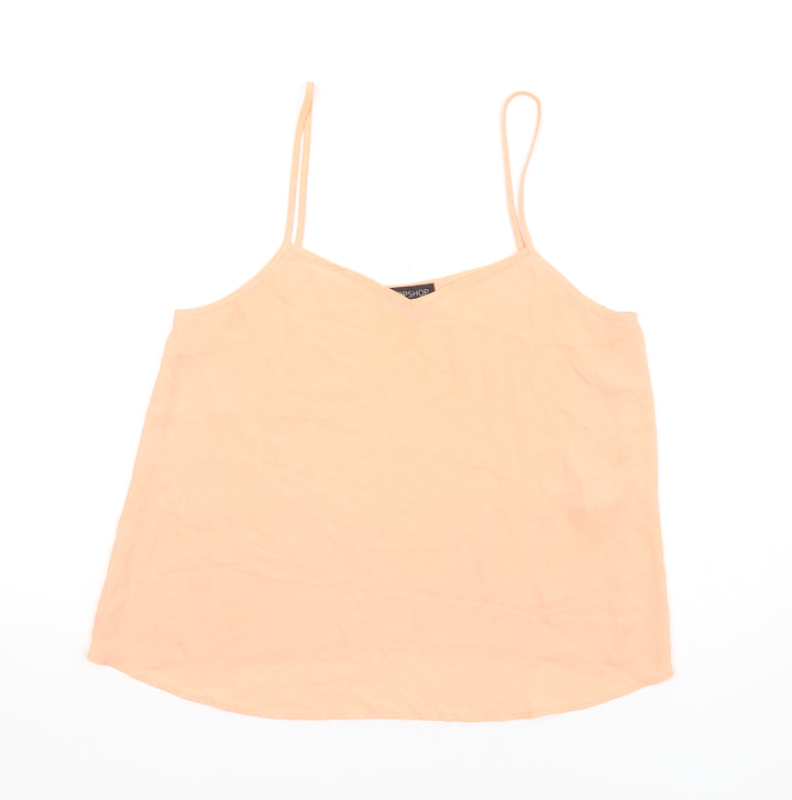 Topshop Womens Orange Polyester Camisole T-Shirt Size 12 V-Neck