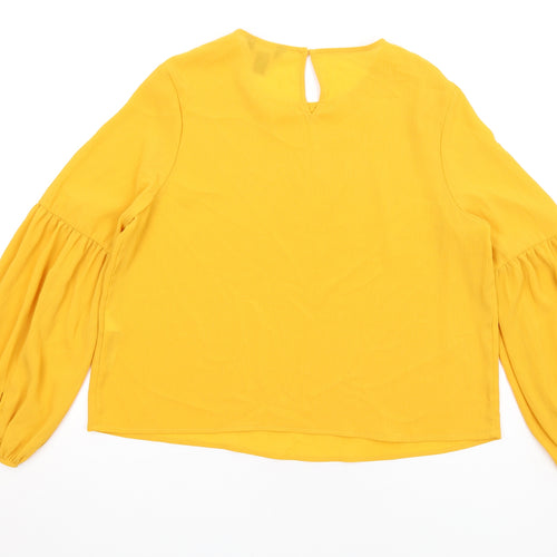 New Look Womens Orange Polyester Basic Blouse Size 14 Round Neck