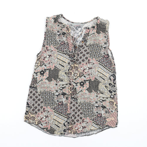 Dorothy Perkins Womens Multicoloured Geometric Viscose Basic Tank Size 6 V-Neck