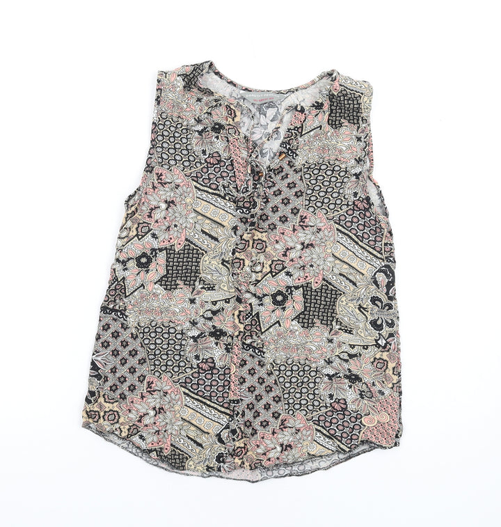 Dorothy Perkins Womens Multicoloured Geometric Viscose Basic Tank Size 6 V-Neck
