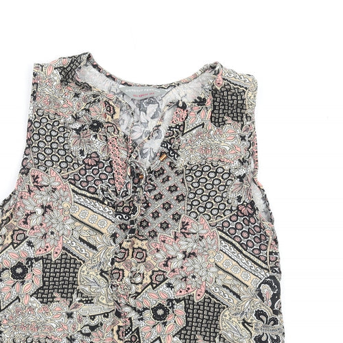 Dorothy Perkins Womens Multicoloured Geometric Viscose Basic Tank Size 6 V-Neck