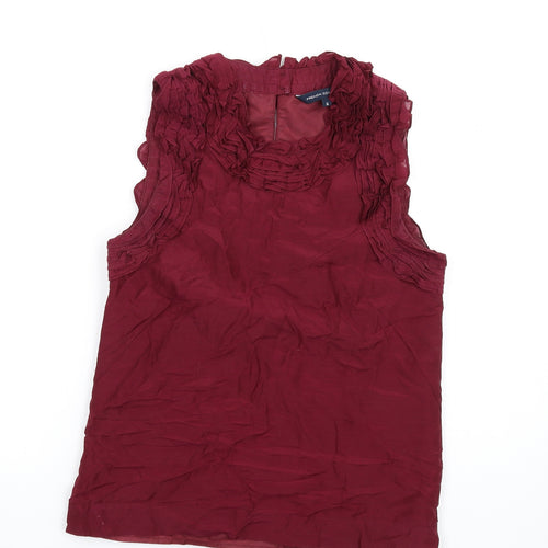 French Connection Womens Red Cotton Basic Tank Size 6 Round Neck