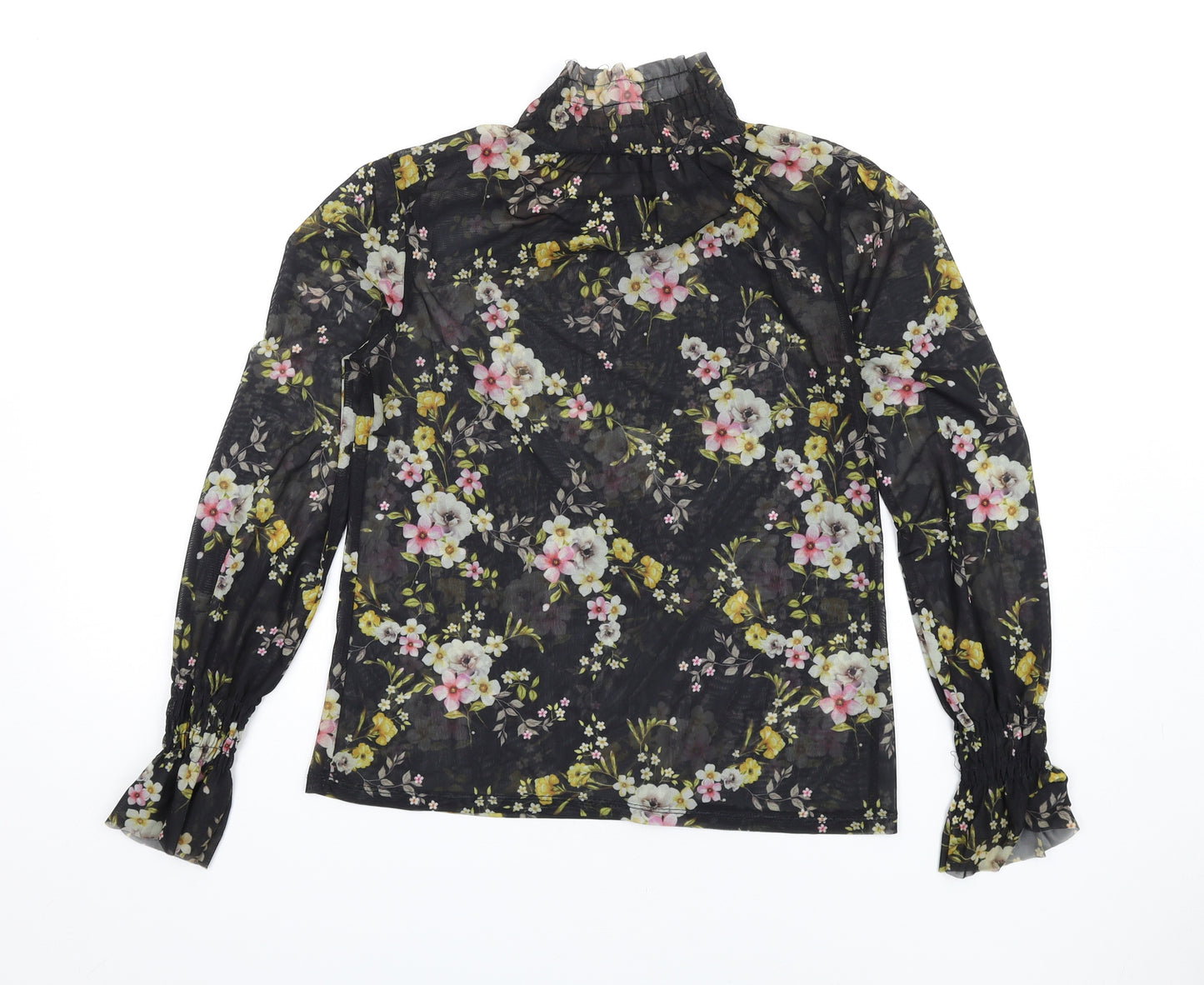 River Island Womens Multicoloured Floral Polyester Basic T-Shirt Size 6 High Neck