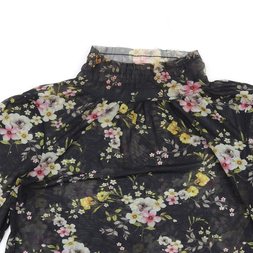 River Island Womens Multicoloured Floral Polyester Basic T-Shirt Size 6 High Neck