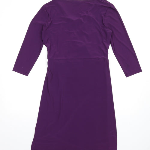 Kaliko Womens Purple Polyester Pencil Dress Size 14 V-Neck Pullover