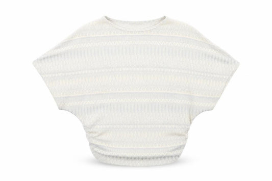 Front view of Oasis women’s ivory geometric polyester basic t-shirt, size XS, round neck