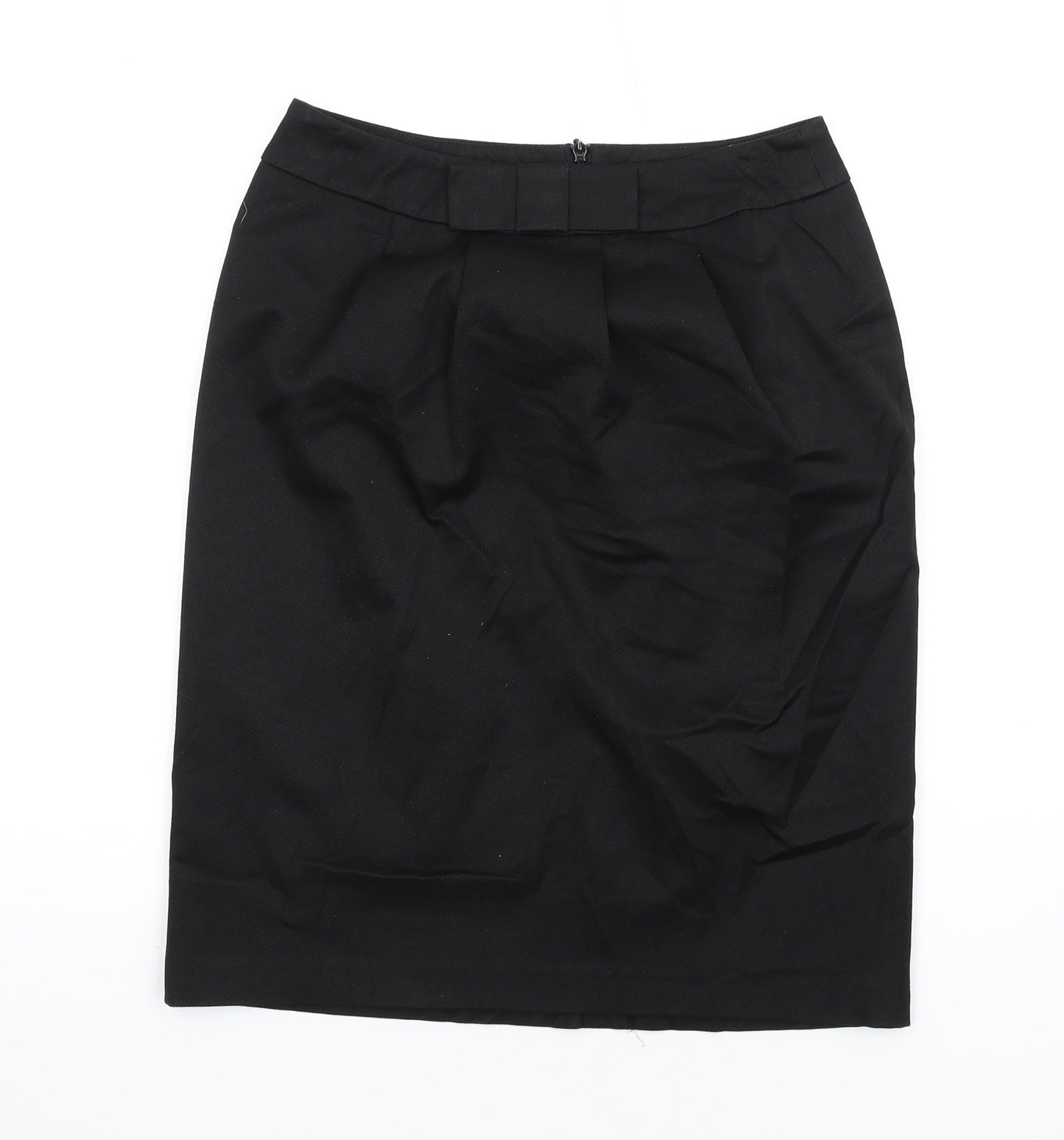 Laura Ashley Womens Black Polyester Straight & Pencil Skirt Size 8 Zip