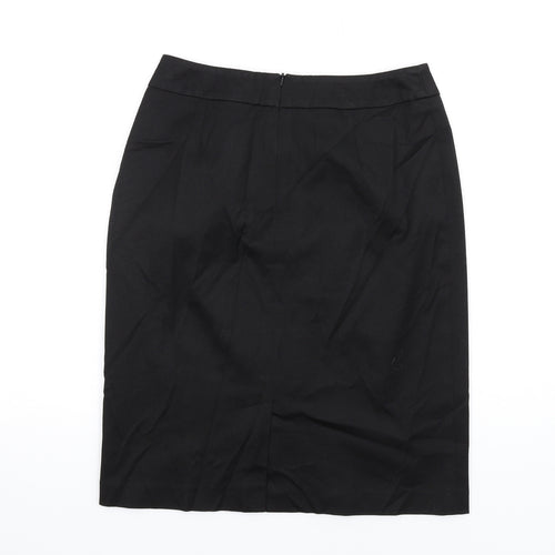 Laura Ashley Womens Black Polyester Straight & Pencil Skirt Size 8 Zip