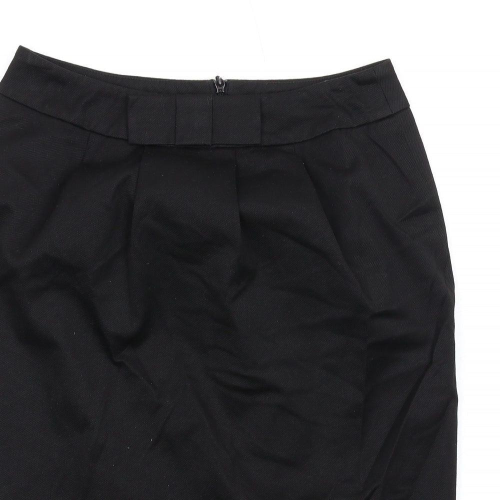 Laura Ashley Womens Black Polyester Straight & Pencil Skirt Size 8 Zip