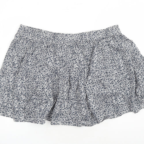 Marks and Spencer Womens Blue Floral Cotton Swing Skirt Size 22 - Elasticated Waist