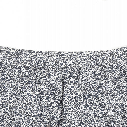 Marks and Spencer Womens Blue Floral Cotton Swing Skirt Size 22 - Elasticated Waist