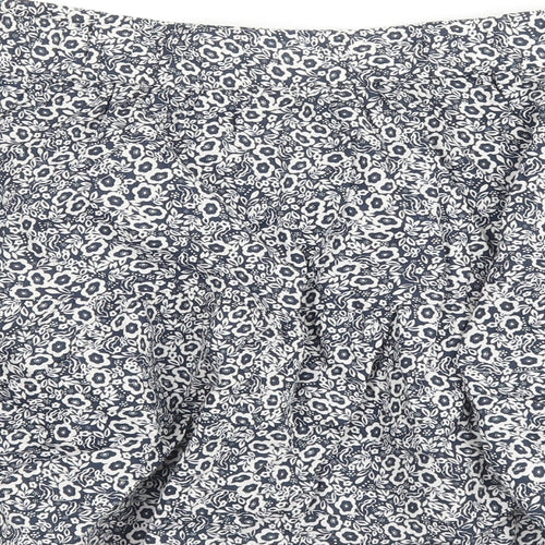 Marks and Spencer Womens Blue Floral Cotton Swing Skirt Size 22 - Elasticated Waist