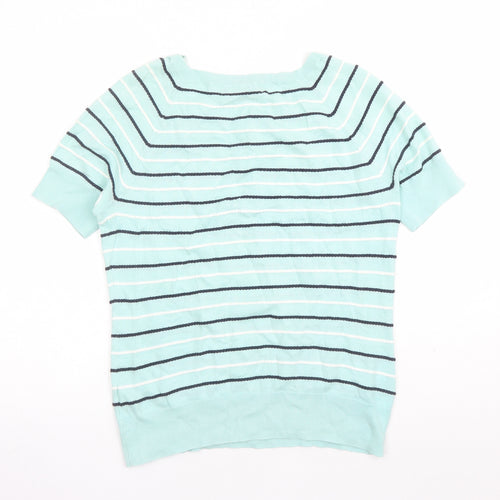 Principles Womens Green Round Neck Striped 100% Cotton Pullover Jumper Size 14