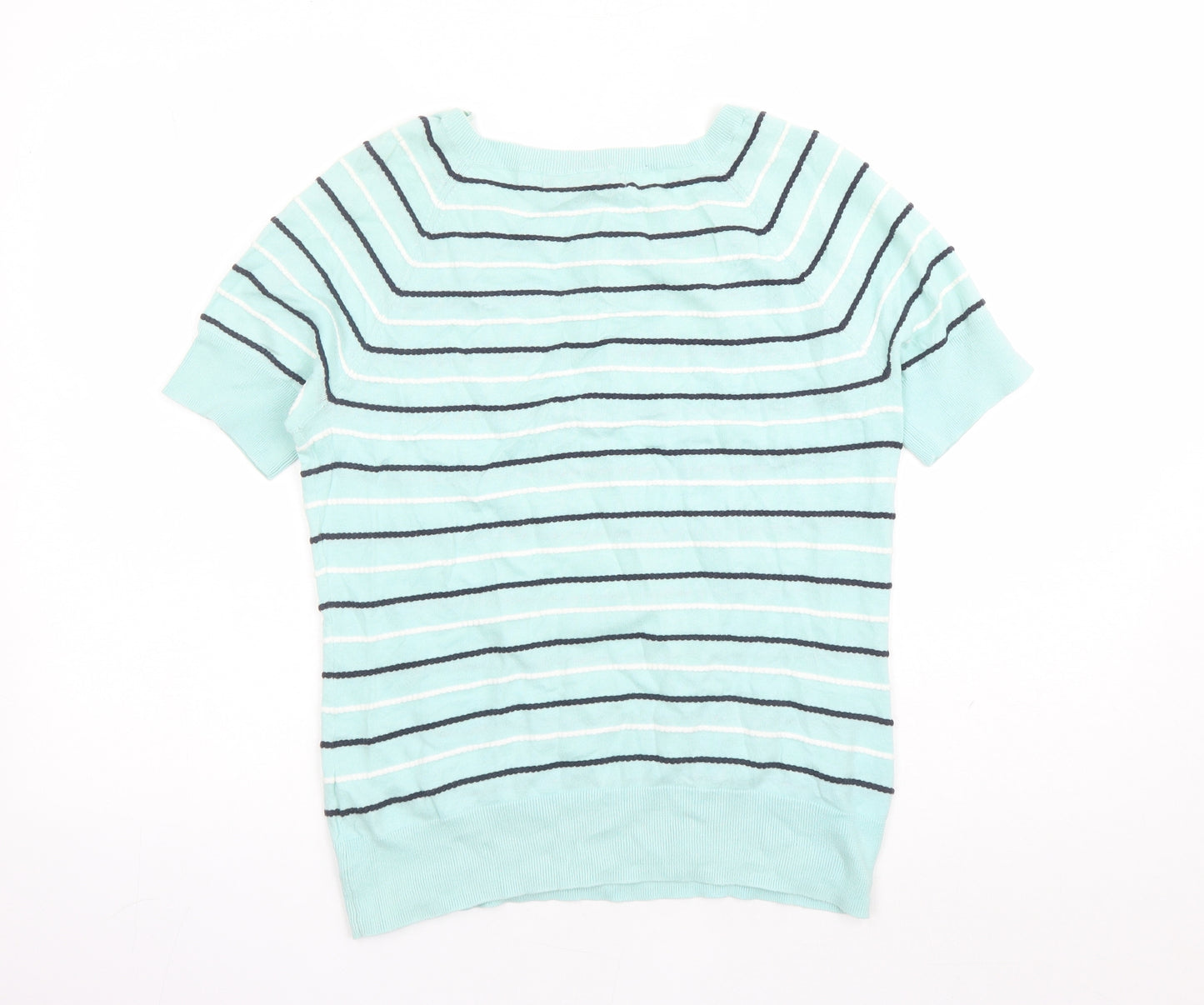 Principles Womens Green Round Neck Striped 100% Cotton Pullover Jumper Size 14