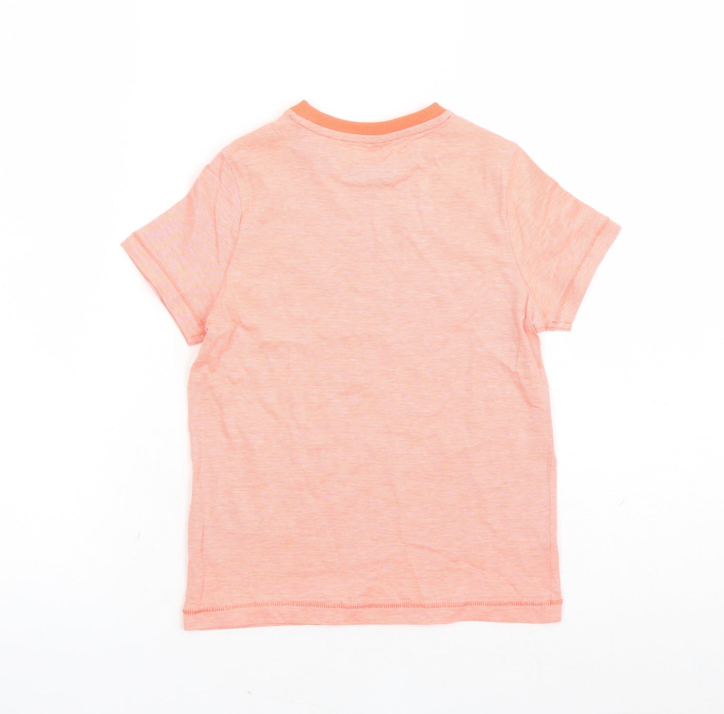 Marks and Spencer Boys Orange Cotton Basic T-Shirt Size 6-7 Years Crew Neck Pullover - Star Detail