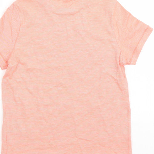 Marks and Spencer Boys Orange Cotton Basic T-Shirt Size 6-7 Years Crew Neck Pullover - Star Detail