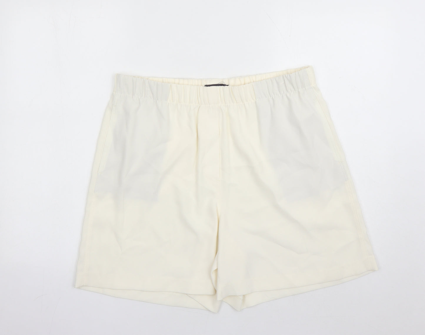 Marks and Spencer Womens Ivory Polyester Bermuda Shorts Size 16 L5 in Regular - Elasticated Waist