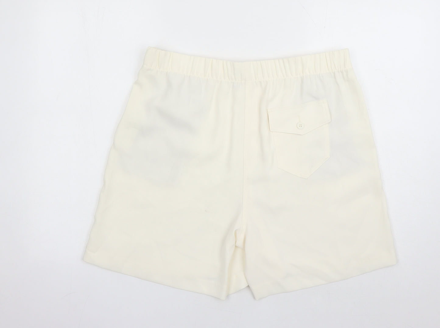 Marks and Spencer Womens Ivory Polyester Bermuda Shorts Size 16 L5 in Regular - Elasticated Waist