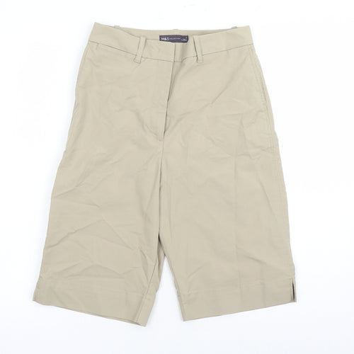 Marks and Spencer Womens Green Cotton Bermuda Shorts Size 6 L12 in Regular Zip