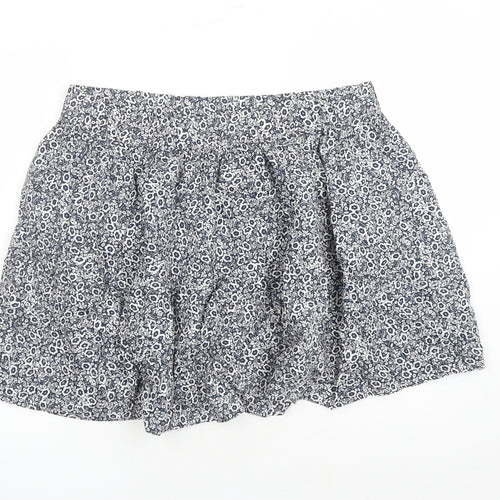 Marks and Spencer Womens Blue Floral Cotton Swing Skirt Size 18 - Elasticated Waist