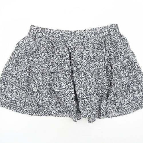 Marks and Spencer Womens Blue Floral Cotton Swing Skirt Size 18 - Elasticated Waist