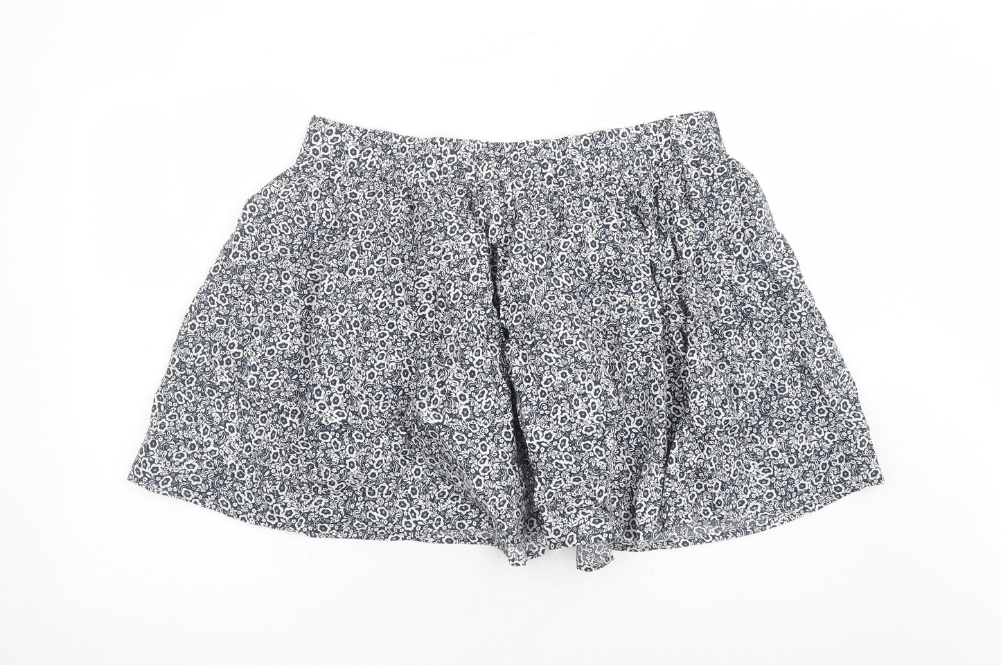 Marks and Spencer Womens Blue Floral Cotton Swing Skirt Size 18 - Elasticated Waist