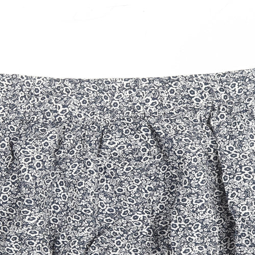 Marks and Spencer Womens Blue Floral Cotton Swing Skirt Size 18 - Elasticated Waist