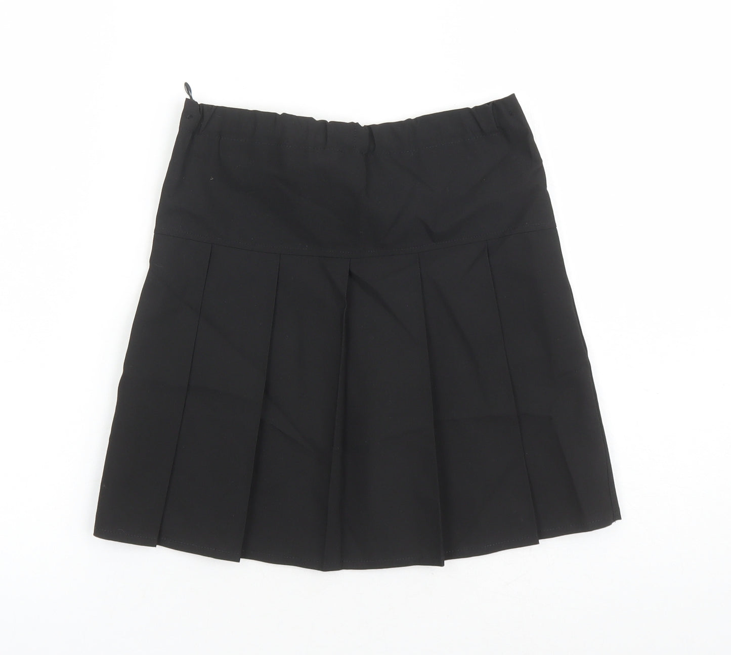Marks and Spencer Girls Black Polyester Pleated Skirt Size 7-8 Years Regular Zip