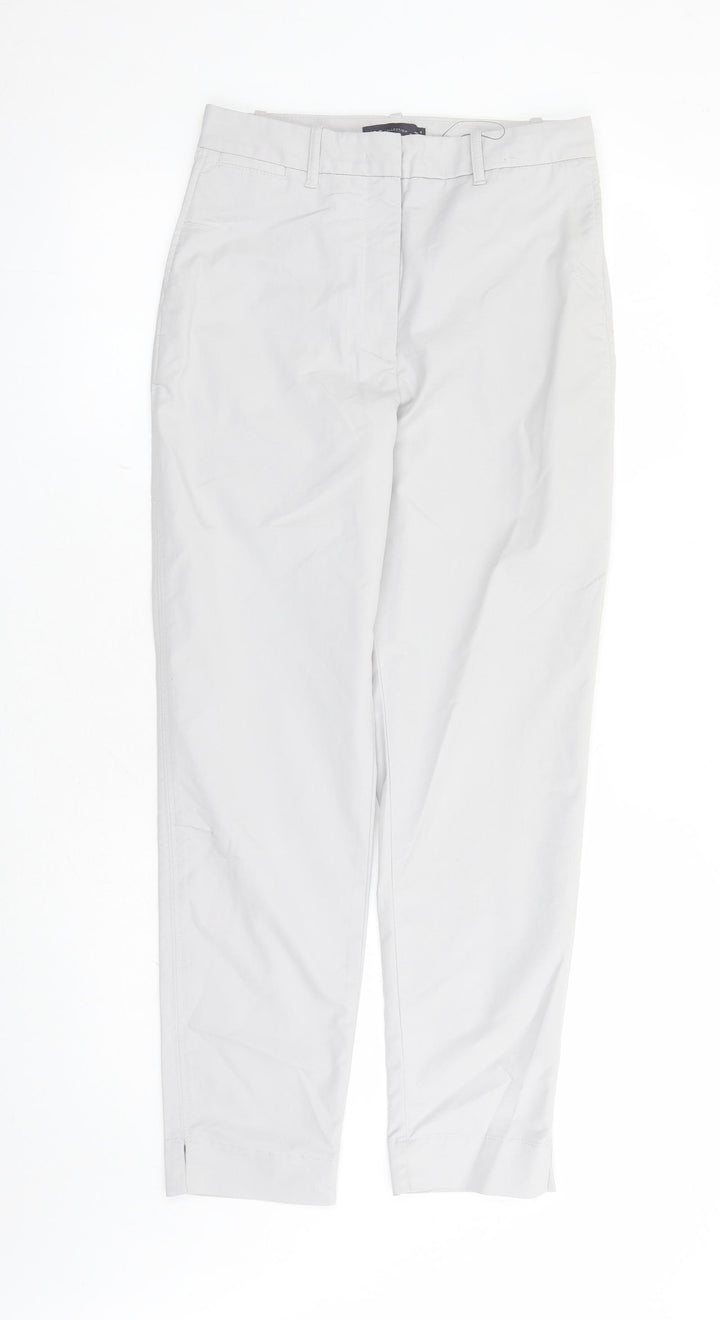 Marks and Spencer Womens Grey Cotton Chino Trousers Size 8 L30 in Regular Zip