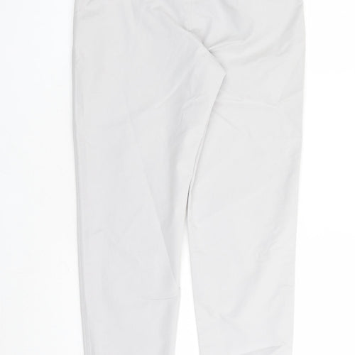 Marks and Spencer Womens Grey Cotton Chino Trousers Size 8 L30 in Regular Zip