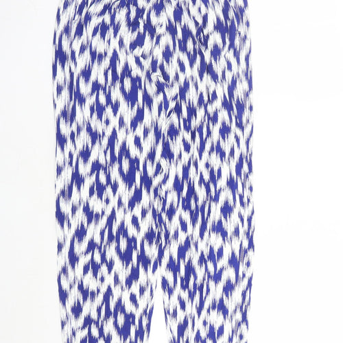 Marks and Spencer Womens Blue Geometric Viscose Carrot Leggings Size 8 L28 in