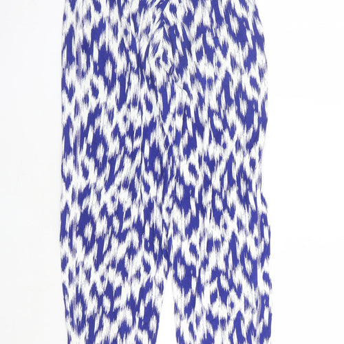 Marks and Spencer Womens Blue Geometric Viscose Carrot Leggings Size 8 L28 in